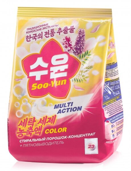 Стиральный порошок-концентрат для цветных тканей товарного знака Soo-Yun