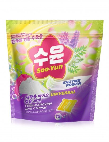Гель-капсулы для стирки с энзимами товарного знака SOO-YUN